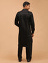 Men's Black Cotton Blend Pathani Suit Set